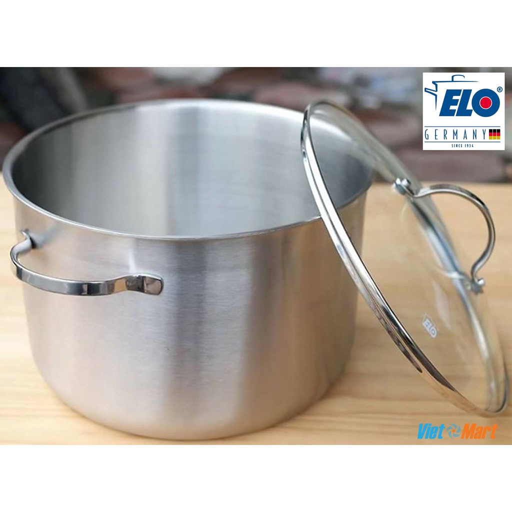 Nồi Luộc Gà ELO Multilayer 28cm 10lit Nấu Canh inox 304 cao cấp, 3 Lớp Đúc Liền Khối Từ Thành Đến Đáy Vung Kính Chịu Lực