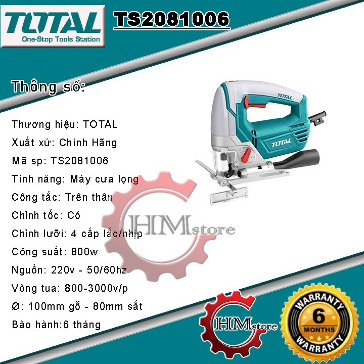 [Chính hãng] Máy cưa lọng cầm tay TOTAL TS2081006 (Dòng cao cấp)- Cưa lọng 800w - bảo hành 6 tháng