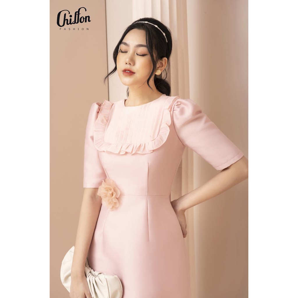 [Mã INCU50 giảm 50k đơn 250k] <Váy đẹp Chiffon>_Váy tafta công sở ly ngực đầm thiết kế cao cấp dáng A không kèm phụ kiện