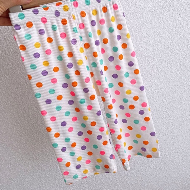 Set Áo Thun Tay Ngắn &amp; Quần Short Chấm Bi Cho Bé Gái Từ 1-8 Tuổi