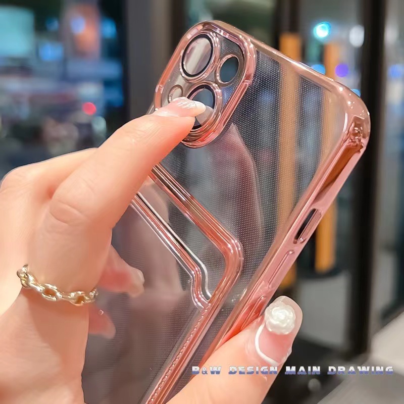 Ốp Điện Thoại Dẻo Trong Suốt Mạ Điện Sang Trọng Chống Sốc Kèm Ngăn Đựng Thẻ Cho iPhone 13 12 11 Pro MAX IX XS MAX XR 7 8 Plus