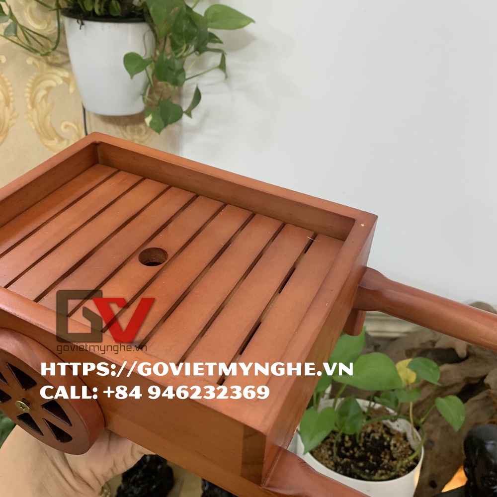 Khay gỗ trang trí món ăn khay gỗ decor chụp hình khay gỗ hình xe kéo bò trang trí món ăn - Dài 30cm
