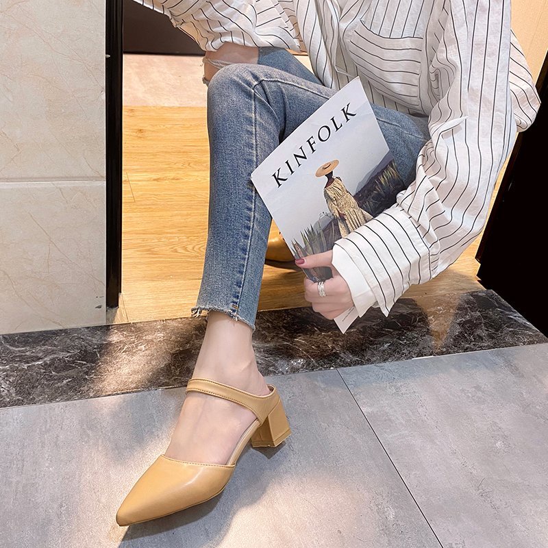 Giày Cao Gót Da Mũi Nhọn Thời Trang Cho Nữ