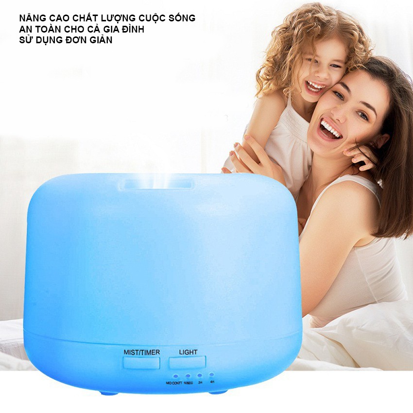 Máy xông tinh dầu hình trụ tròn 500ml và 300ml nhựa ABS  led 7 màu Aroma Diffuser - Venado