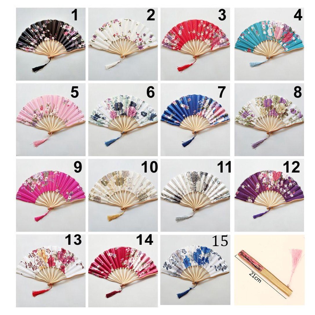 Quạt Gấp Cầm Tay Bằng Gỗ Tre Nhiều Màu Phong Cách Nhật Bản