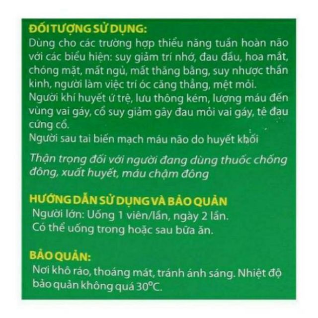 Viên tuần hoàn não Ginkgo Biloba 120mg -  [ Quầy Thuốc bảo Lâm ] -[Chính Hãng]