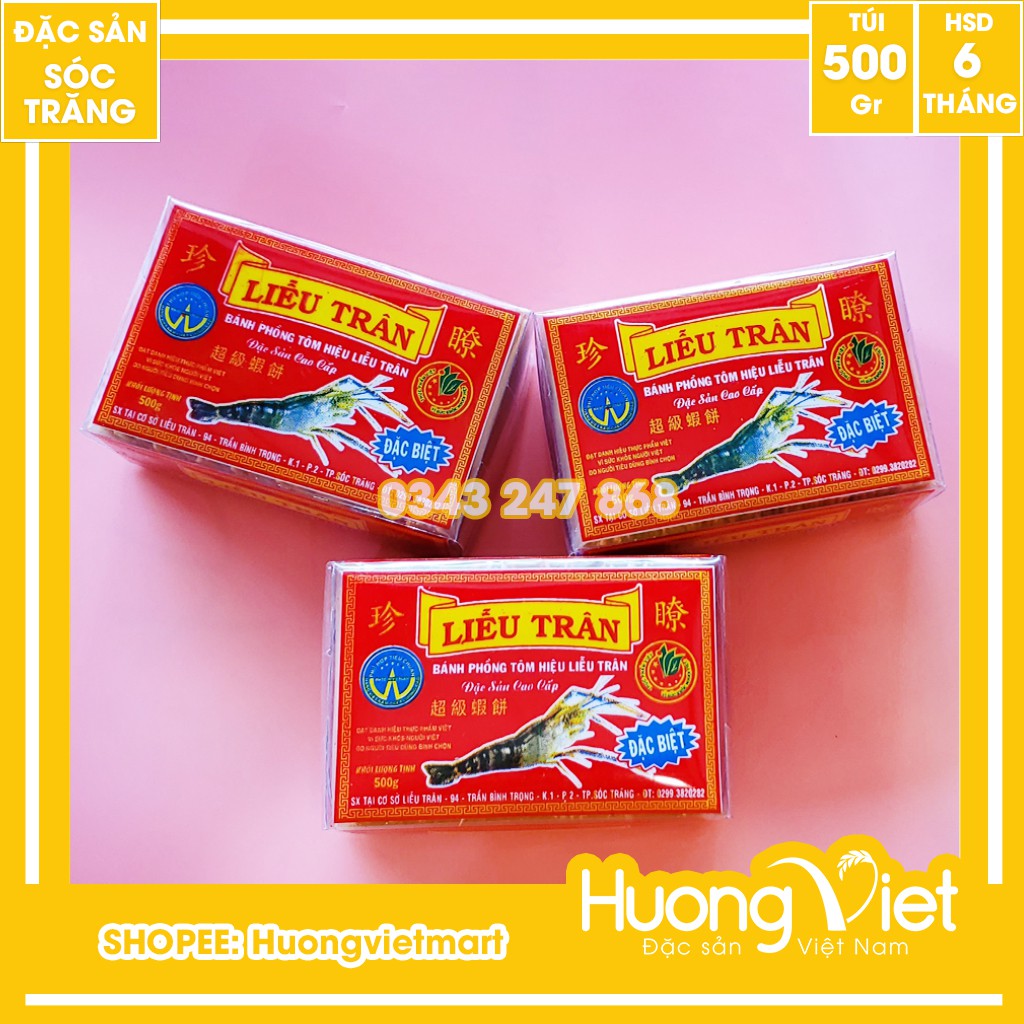 Bánh phồng tôm Liễu Trân Đặc Biệt 500g, bánh phồng tôm Sóc Trăng đậm đà tôm