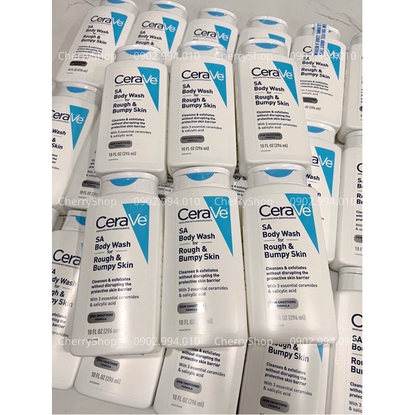 [Hàng USA]Sữa tắm dưỡng ẩm cho da khô CeraVe SA Body Wash for Rough and Bumpy Skin (296ml)