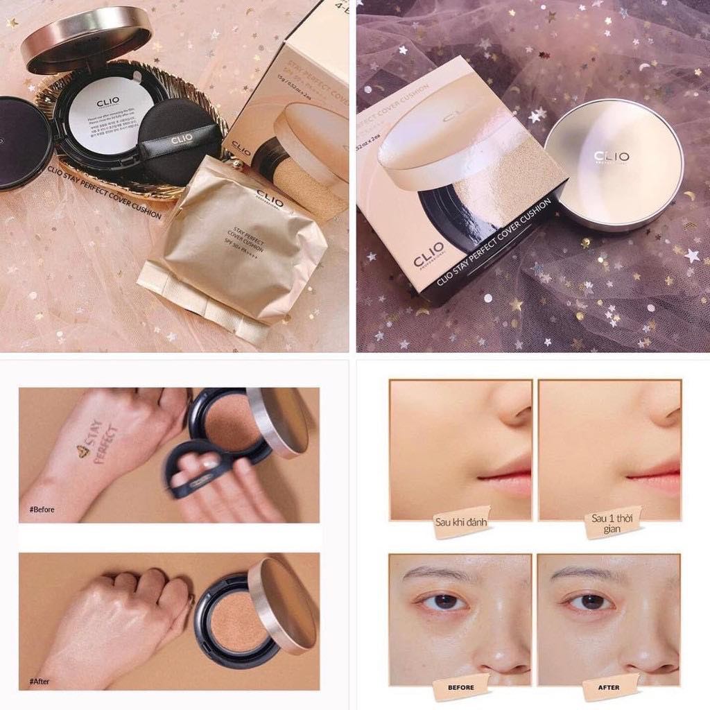 Phấn Nước Clio Stay Perfect Cover Cushion SPF 50+ PA++++ Tặng Kèm 1 Lõi. | BigBuy360 - bigbuy360.vn