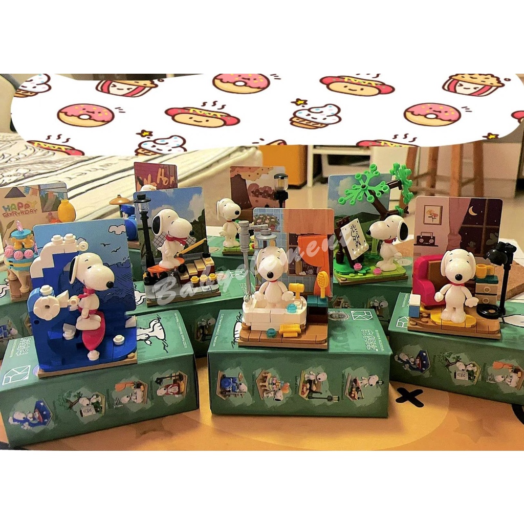 Ngẫu Nhiên 1 Snoopy Mù Hộp Triều Chơi Xếp Hình Khối Xây Dựng Để Bàn Tự Làm Vật Trang Trí Mô Hình Anime Người Lớn Trẻ Em Đồ Chơi Quà Tặng