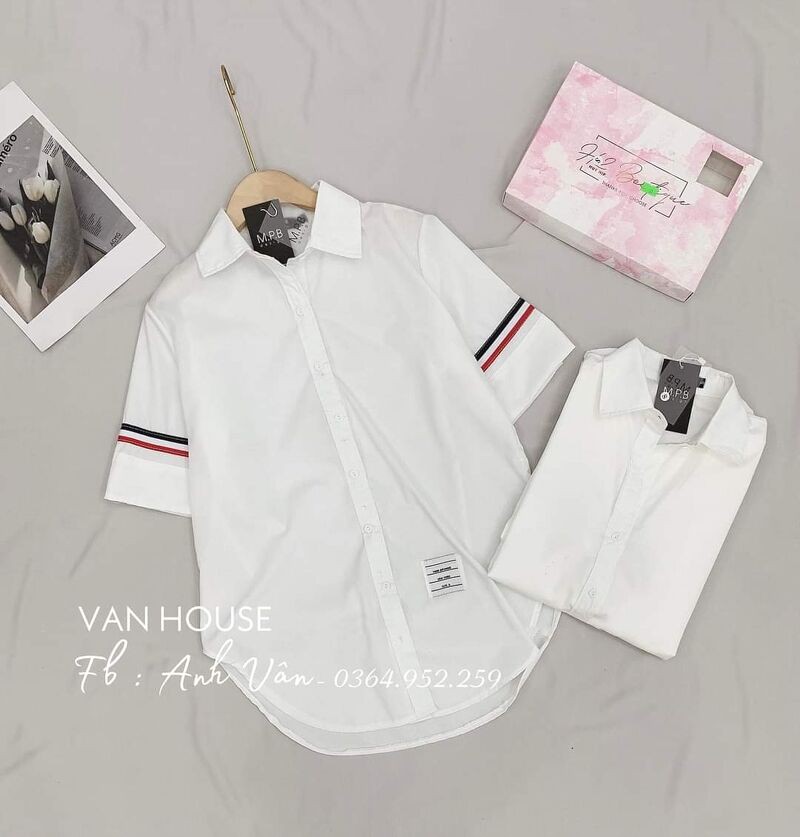 Áo sơ mi viền tay pha