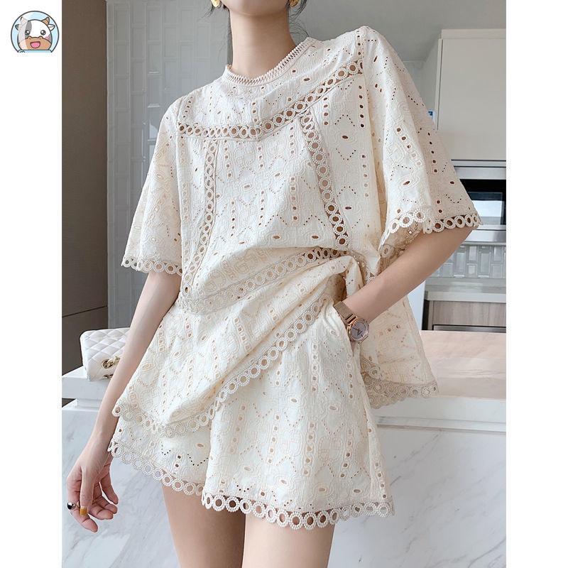 Set Áo Kiểu Tay Ngắn + Chân Váy Phong Cách Phương Tây Dành Cho Nữ