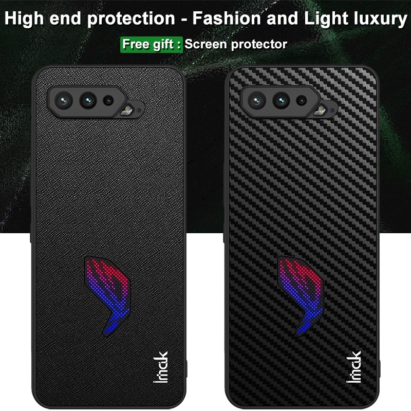 Ốp Điện Thoại PC Cứng + Da PU Họa Tiết Sợi Carbon Sang Trọng Chống Sốc Cho ASUS ROG Phone 5S ROG Phone5S