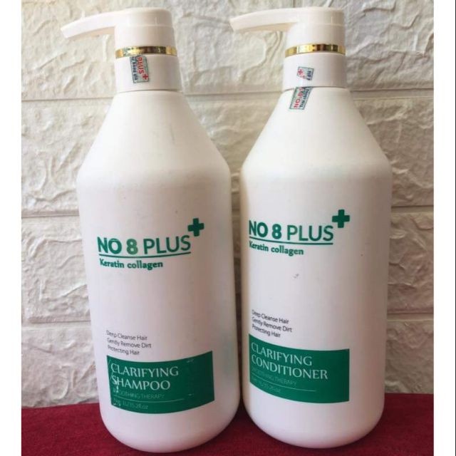 Cặp Dầu Gội Xả NO 8 Plus Siêu Mềm Mượt Kiểm Soát Dầu Thừa 1000ml Hàng Chính Hãng Pink Cosmetic