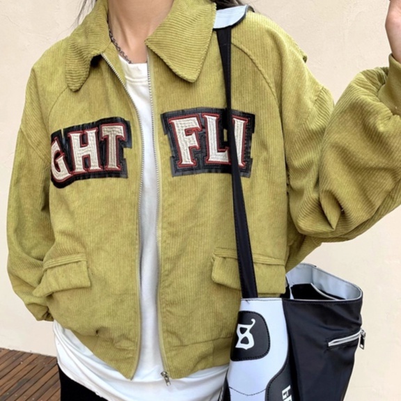 Áo khoác cargo ZHELIHANGFEI dài tay lưng cao cá tính theo phong cách retro Mỹ