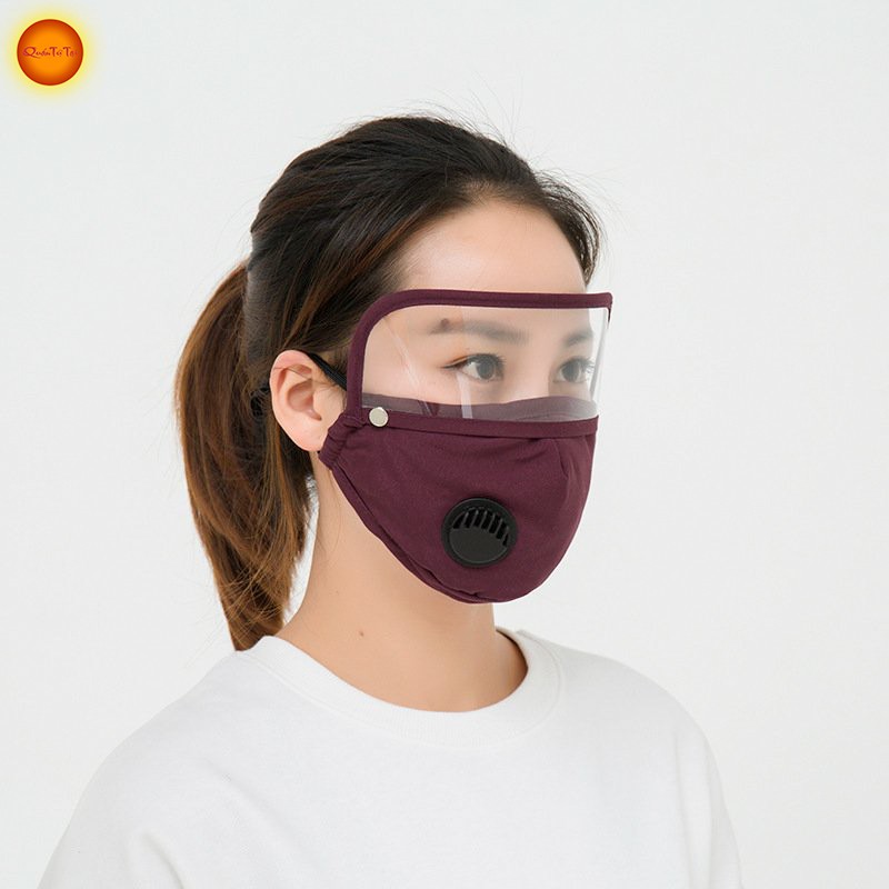 Khẩu trang vải có kính chống giọt bắn, có van thông hơi, chống bụi mịn bảo vệ sức khỏe cho gia đình-(Tặng 2 tấm lọc PM2)