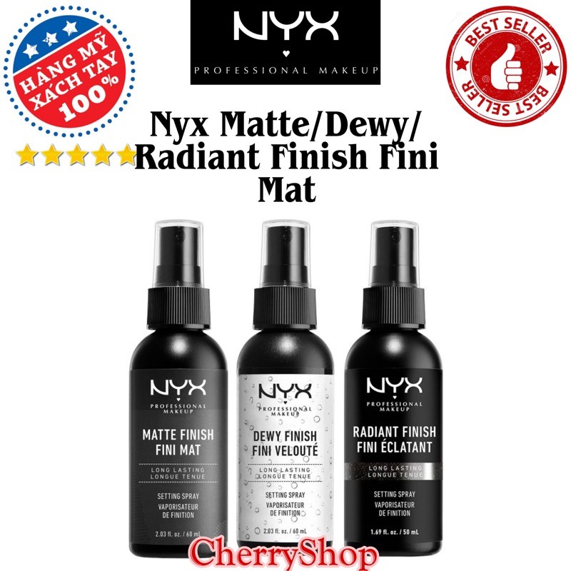 Xịt khoá lớp trang điểm NYX Dewy/Matte Finish Long Lasting Setting Spray (60ml)