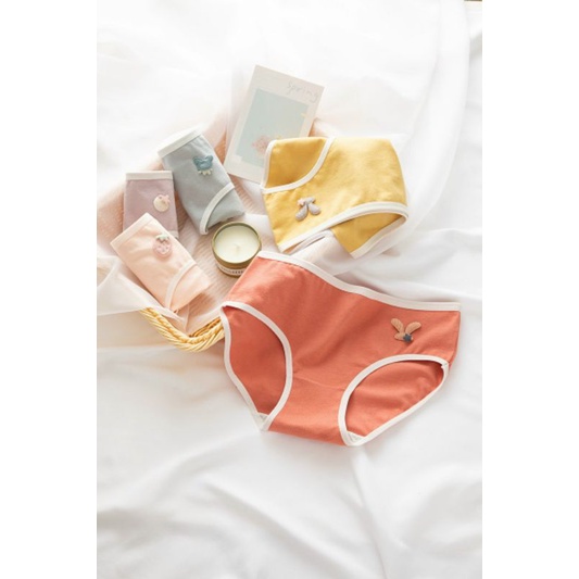 Quần Lót Nữ Cotton Trơn Phối Icon Dễ Thương mã a328