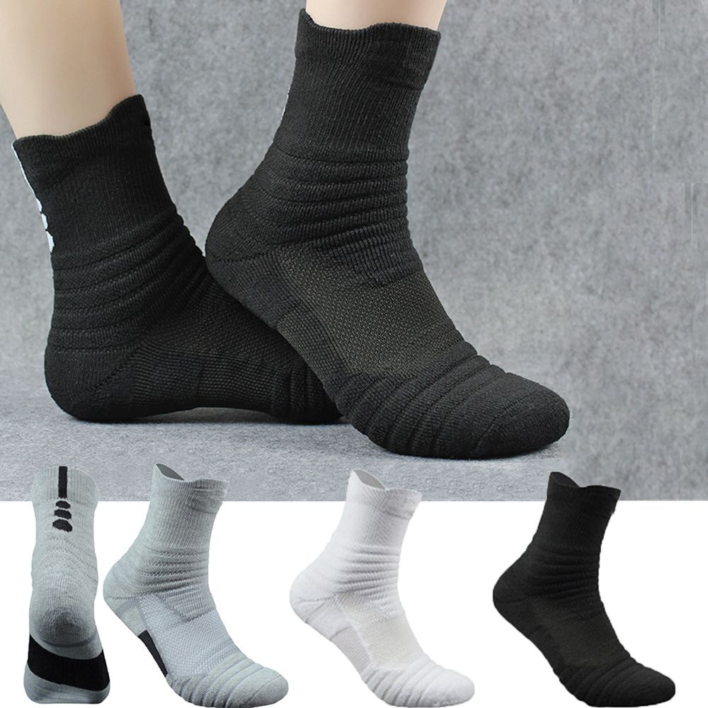 Tất thể thao chất liệu cotton dày dặn nhiều màu sắc dành cho nam chơi bóng rổ/ chạy bộ ngoài trời