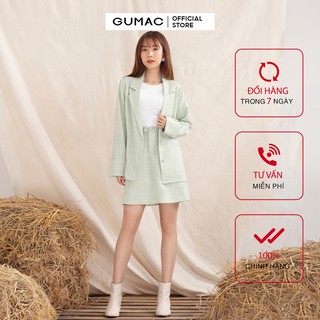 Áo khoác vest nữ túi mổ GUMAC màu xanh, Hàn Quốc sang trọng AA10135