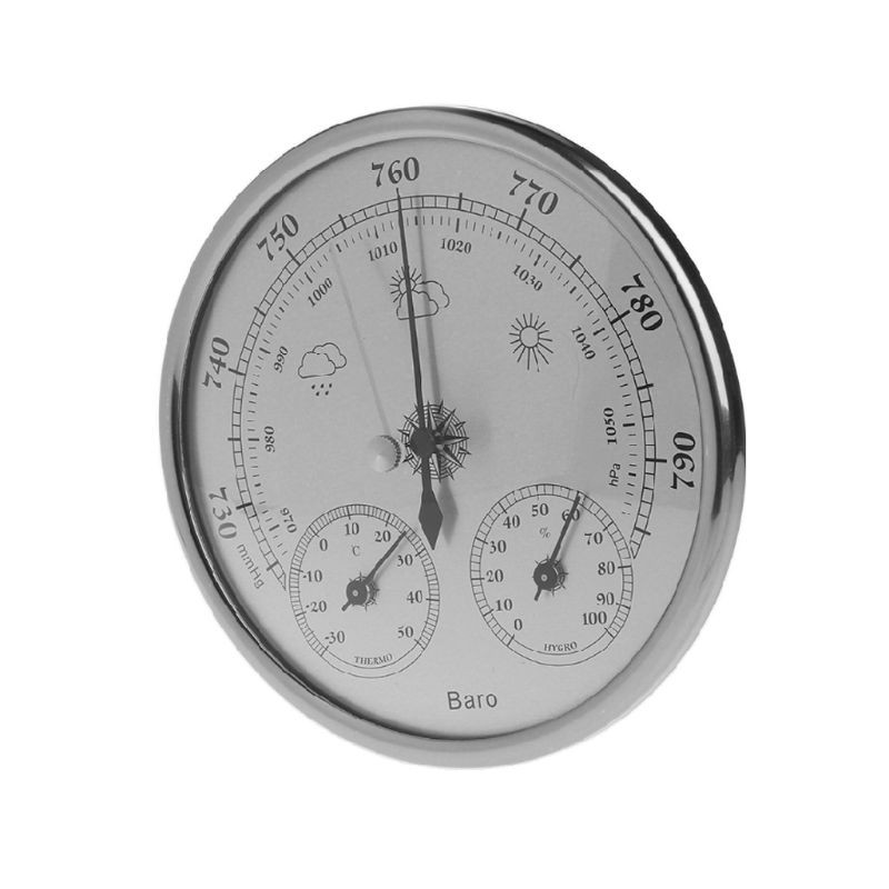 AOT.130mm Atmospheric Pressure Temperature Hygrometer Weather Station Three-in-One Barometer Film Metal Box Barometer
