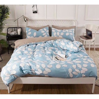 Chăn ga gối cotton đũi cao cấp - hoa trắng