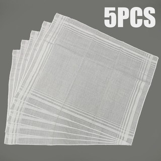 Set 5 Khăn Tay Bỏ Túi Màu Trắng Chất Liệu Cotton Kích Thước 40*40cm Cho Nam