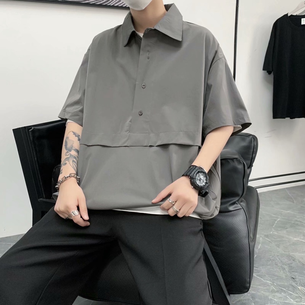 áo polo simple ifashion unisex áo phông đen trắng oversize bông áo thun có cổ bông retro couple áo thun nam có cổ phong cách Hàn Quốc cotton áo thun có cổ nữ