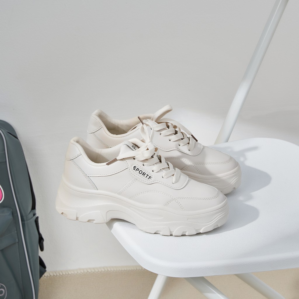 [Mã FAGREEN245 giảm 10% tối đa 30k đơn từ 99k] Giày Thể Thao Nữ giayBOM Trơn Màu Đế Cao 4 cm Full Da B963 | BigBuy360 - bigbuy360.vn