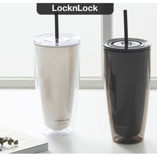 Ly Nhựa 2 Lớp Có Ống Hút Lock&Lock DoubleWall ColdCup HAP507 [750ML] Cách Nhiệt Tốt