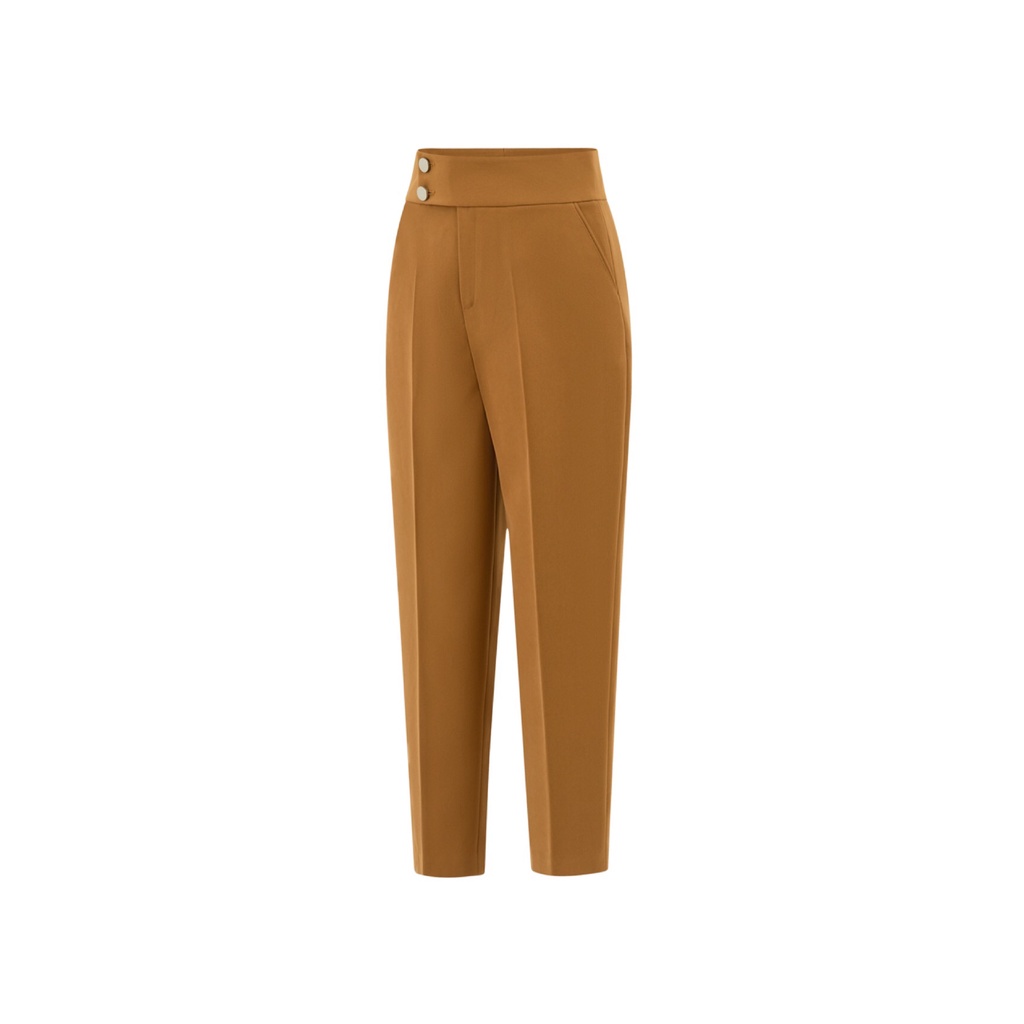 Quần Baggy Công Sở Nữ NKN Delia Nâu Thiết Kế Dáng Dài Basic, Chất Liệu Vải Cao Cấp