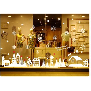 Decal trang trí cửa noel. decal tuyết rơi, giấy dán tường