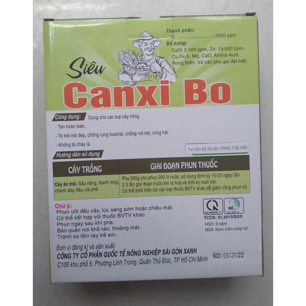 Phân bón Siêu Canxi Bo - Chống Rụng Trái, Thối Trái, Nút Trái - Hộp 1kg
