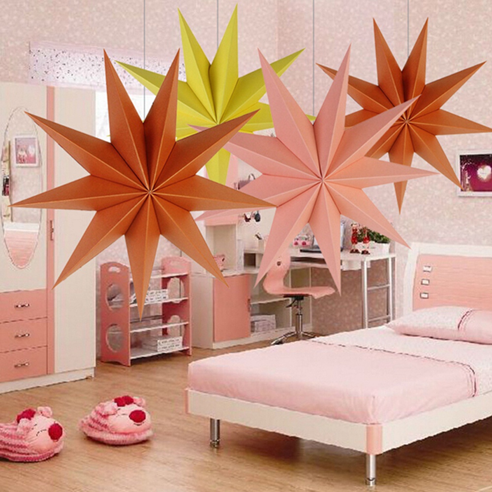 Bộ 2 đèn lồng giấy hình ngôi sao 3D trang trí nhà cửa/tiệc tùng/tiệc tùng/cây thông Noel dài 30cm 12"