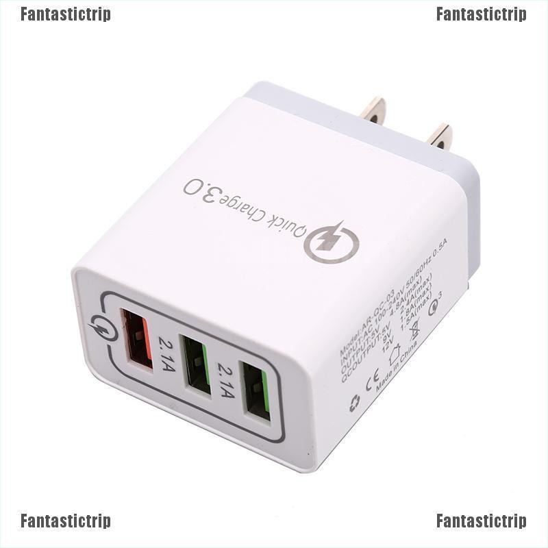 Fantastictrip 3 Port QC 3.0 Quick 5V Hub USB Wall Phone Charger Adapter For iPhone Samsung