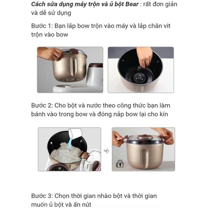 Máy Nhồi Bột, Máy Nhào Bột Tự Động Bear 3.5L, 5L. Dùng Trộn Bột, Đánh Trứng Đa Nẵng