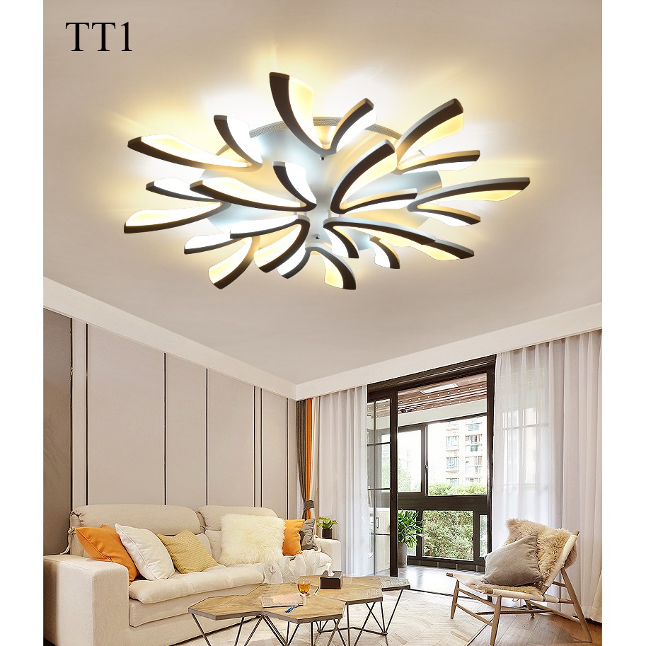 Đèn ốp trần đèn áp trần trang trí phòng khách phòng ngủ có kèm điều khiển từ xa phân tầng 3 chế độ sáng mẫu TT1