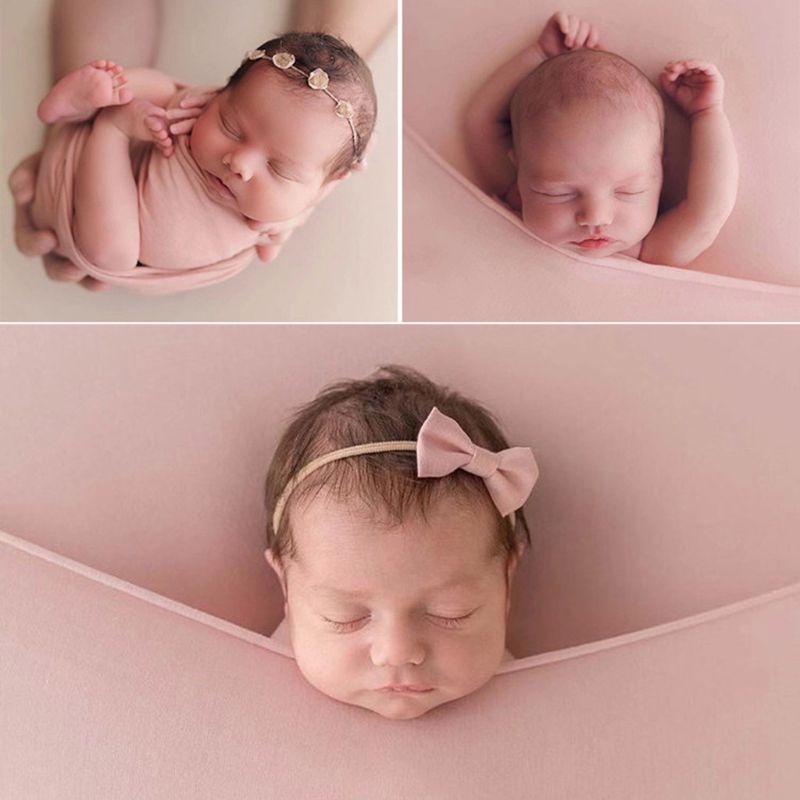 Set 3 Món Gồm Khăn Quấn Đuôi Thắt Nút + Mũ Cotton Mềm + Gối Dùng Làm Phụ Kiện Chụp Ảnh Cho Bé Sơ Sinh