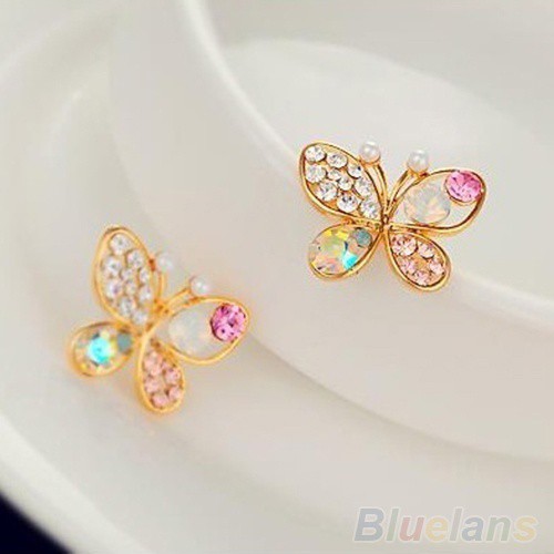 Đôi Khuyên Tai Tạo Hình Cánh Bướm Đính Đá Dễ Thương Cho Nữ