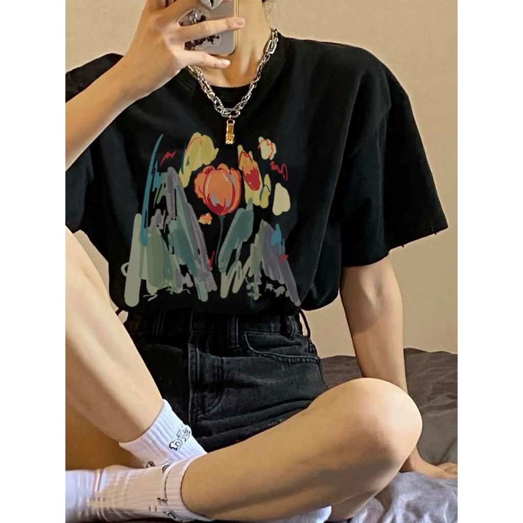 NUZIRO  Áo Thun Nữ Ngắn Tay Cổ Tròn Thời Trang Hàn