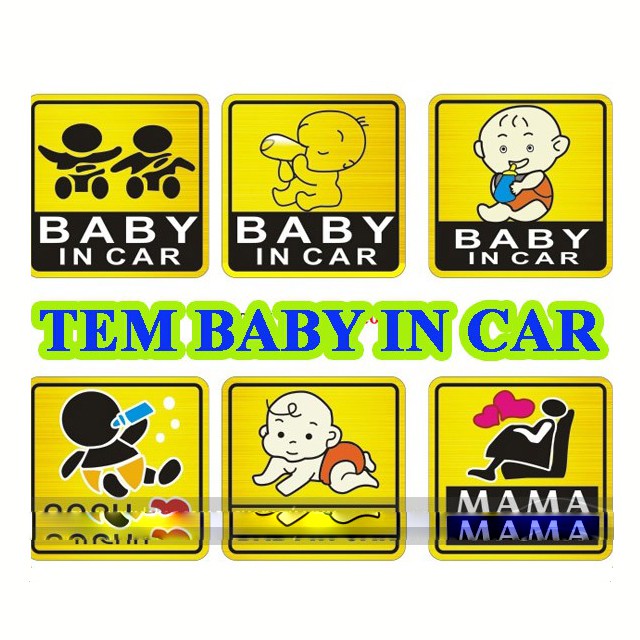 [RẺ VÔ ĐỊCH] Tem Baby in Car bền chặt đáng yêu - Miếng dán ô tô