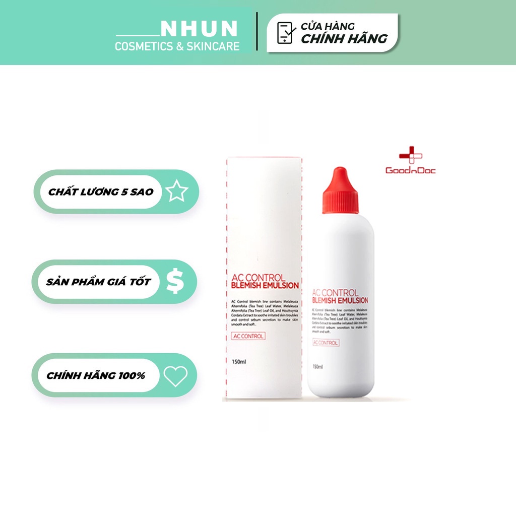 Tinh chất serum GOODNDOC AC CONTROL BLEMISH EMULSION 150ml dưỡng da hạn chế thâm mụn giảm sưng giảm viêm