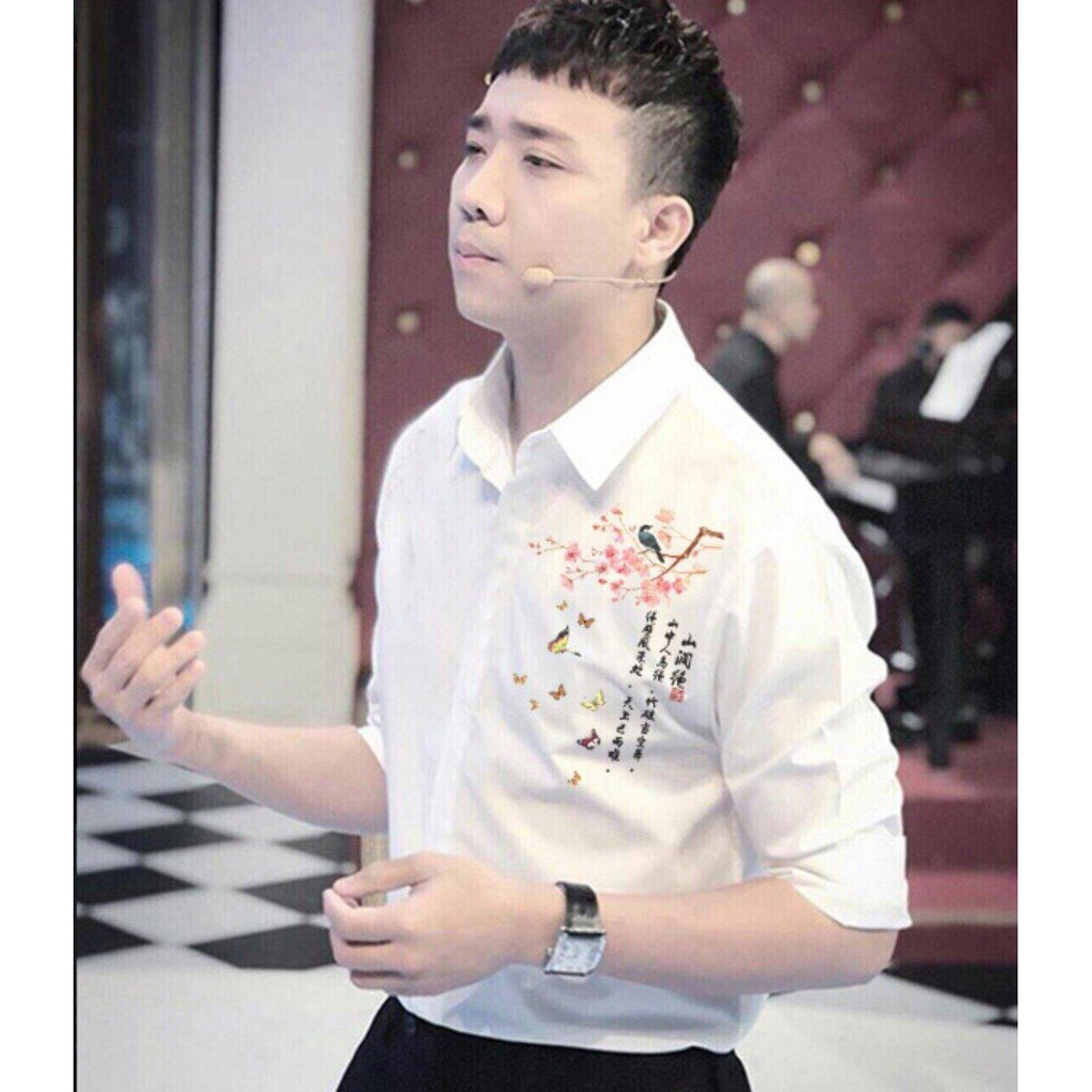 ÁO SƠ MI NAM  CHẤT LỤA DÀI TAY PHONG CÁCH HỌA TIẾT CHIM HOA MS 02 MON SHOP Hàng Đẹp Giá Xưởng XuMon 666