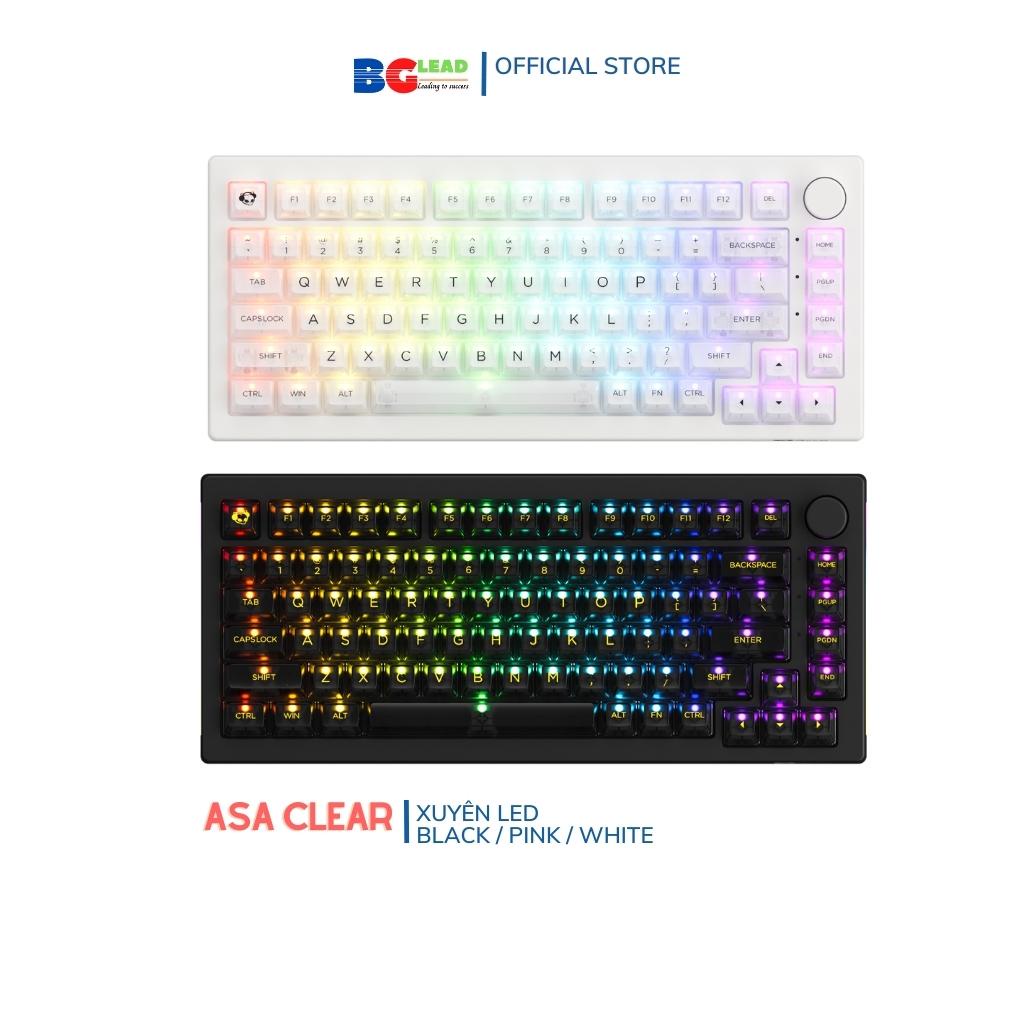 Bộ keycap trong suốt xuyên led AKKO Keycap set ASA Clear (PC / ASA-Clear profile / 155 nút màu Black / Pink / White)