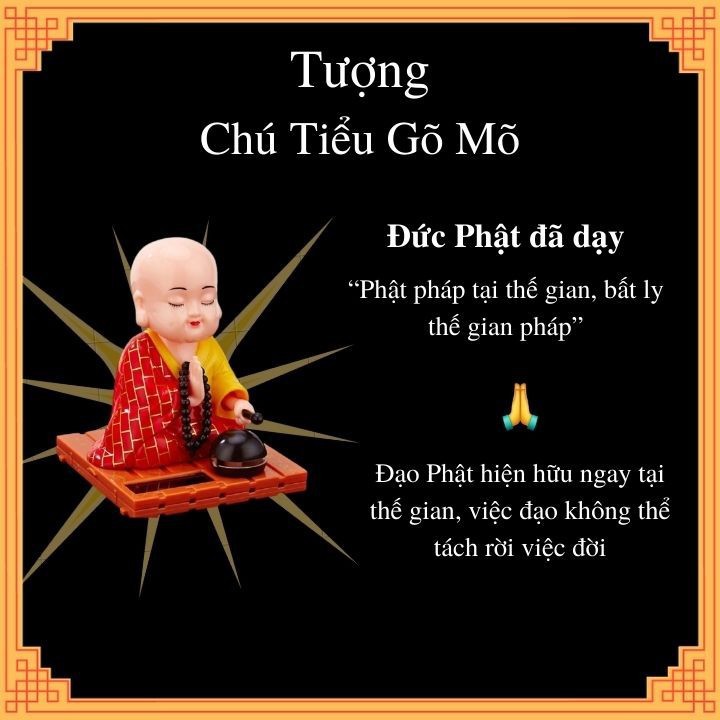 Tượng Chú Tiểu Gõ Mõ Tụng Kinh, Phật Di Lặc Gật Đầu Vẫy Quạt, Thầy Chùa Gõ Mõ, trang trí ôtô xe hơi