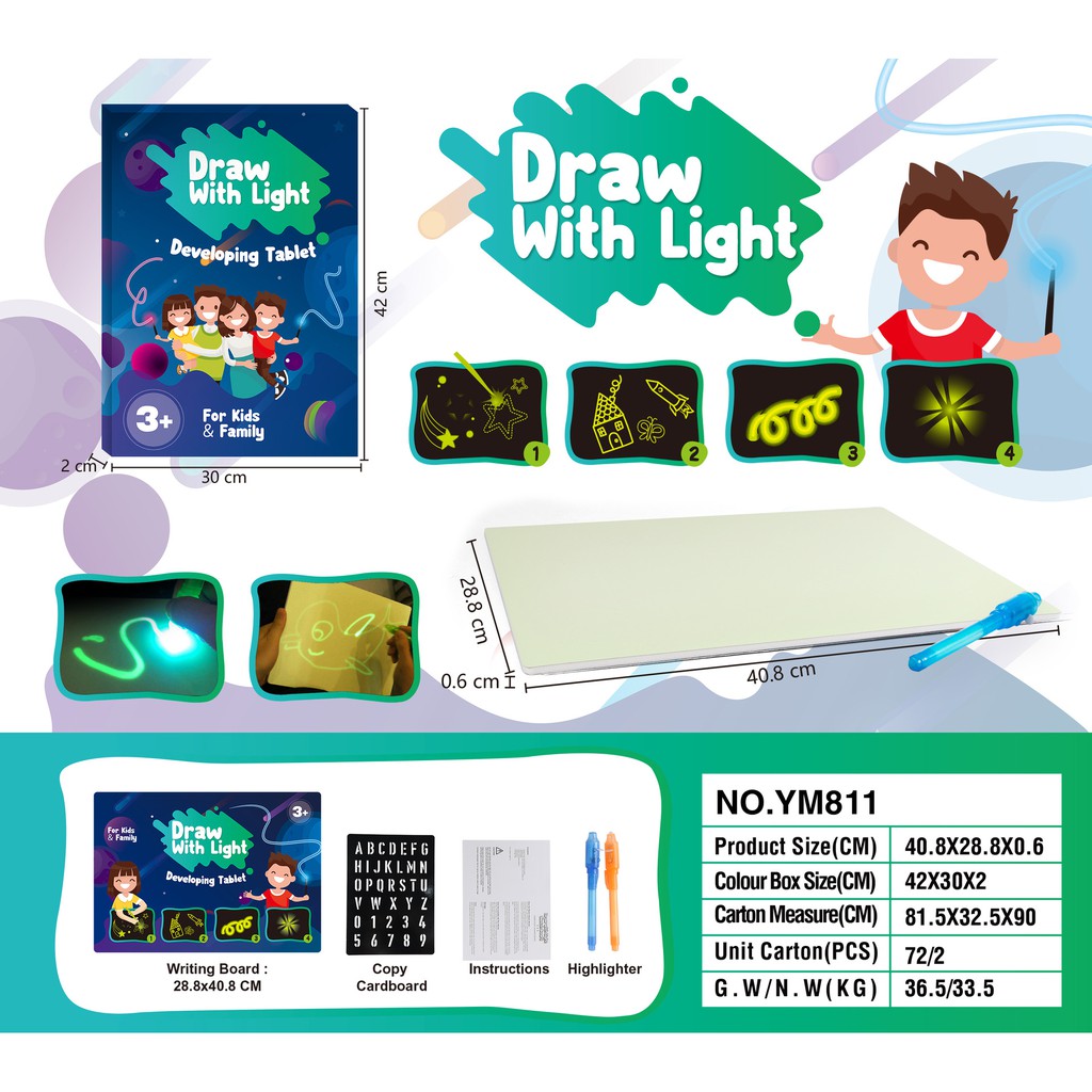 Bộ đồ chơi bảng vẽ ma thuật có đèn dạ quang chất lượng cao cho bé