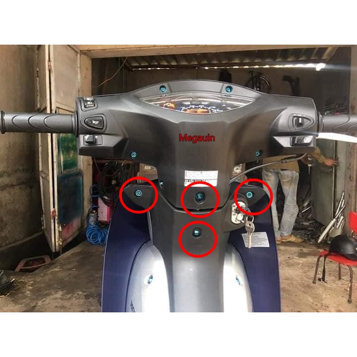 Combo 4 ỐC GR5 TITAN GẮN YẾM TRÊN WAVE A 100, 110