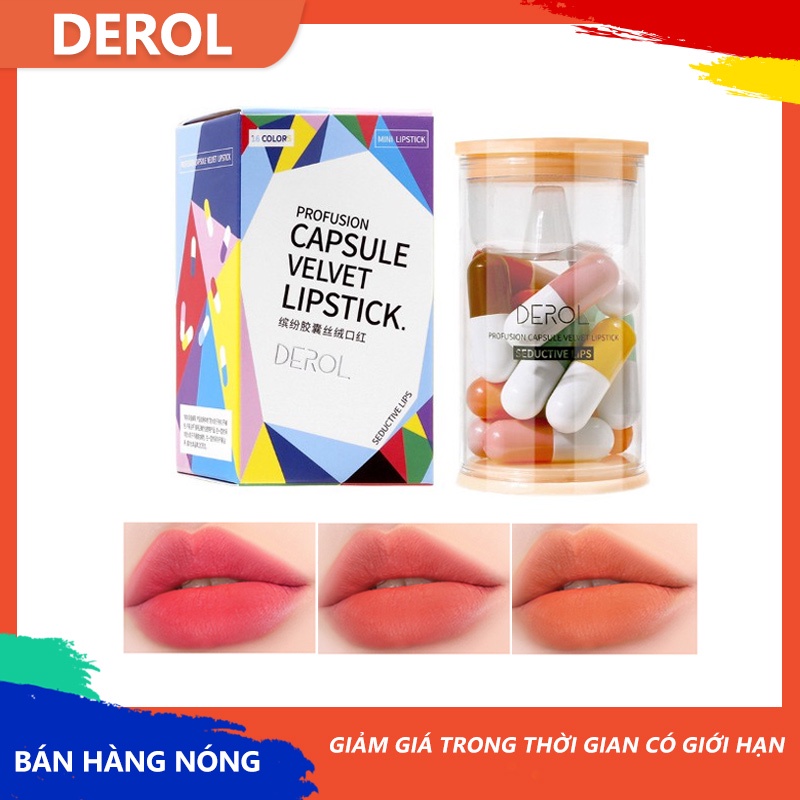 Son Môi Derol Trang Điểm Lâu Trôi Chống Thấm Nước Cao Cấp 16 Màu