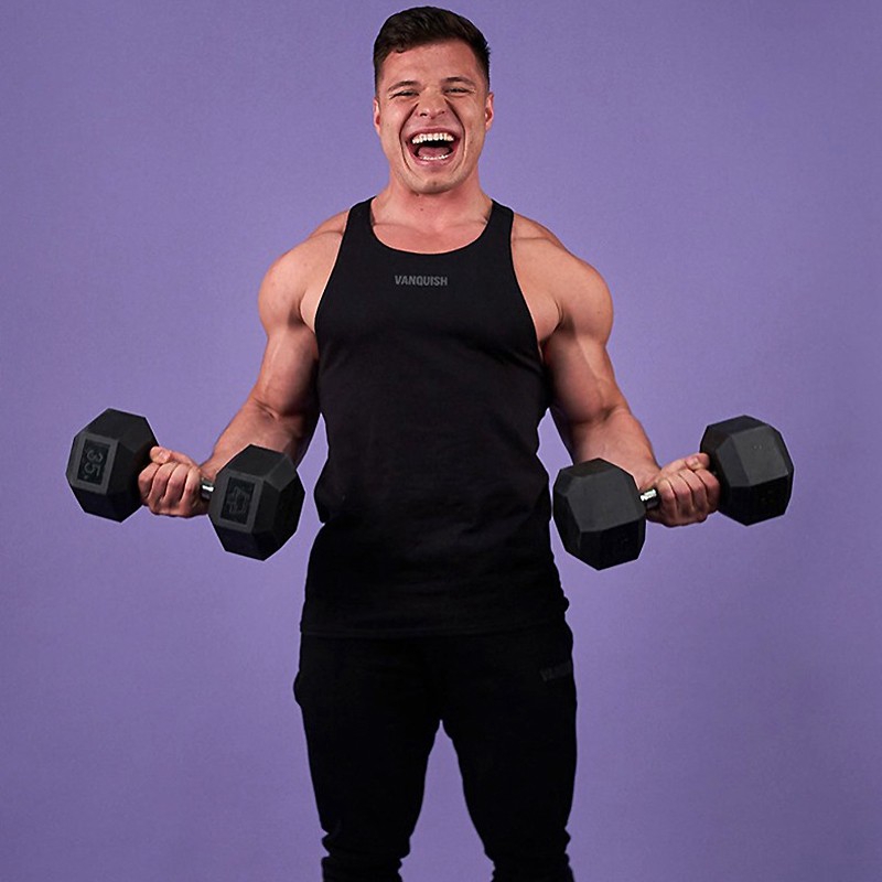 VQ Men's Cotton Sports Vest Gym Fashion Training Casual Tank Tops