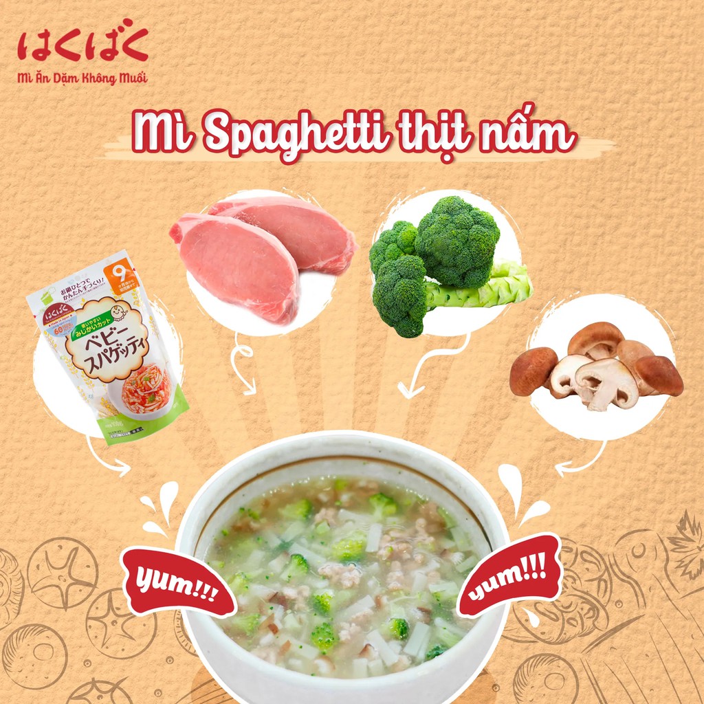 Mì ăn dặm Baby Spaghetti Haku Baku dành cho trẻ từ 9 tháng tuổi gói 100g